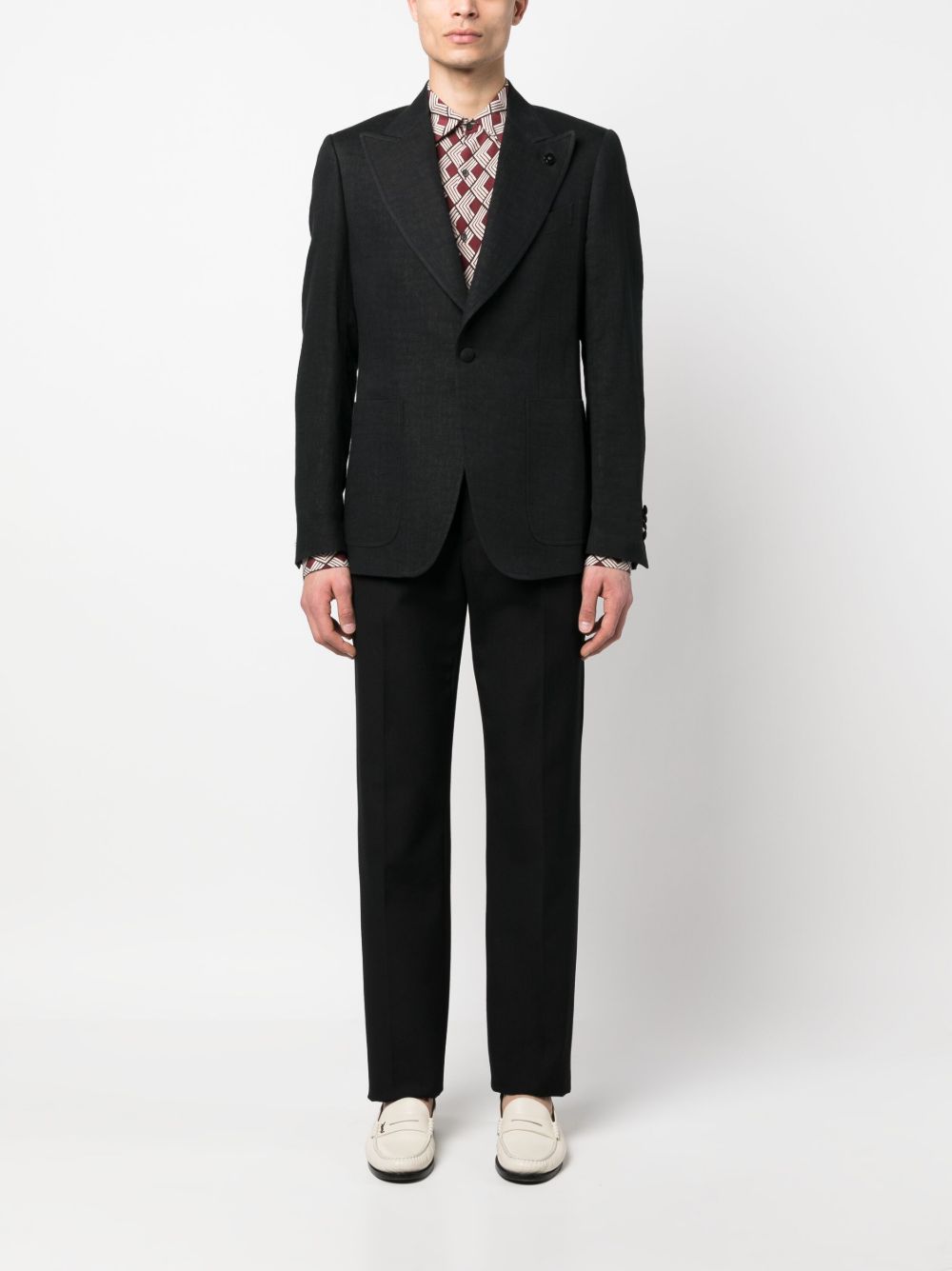 Maison-Kitsune Blazers Men Lardini single-breasted peak-lapels Blazer Black