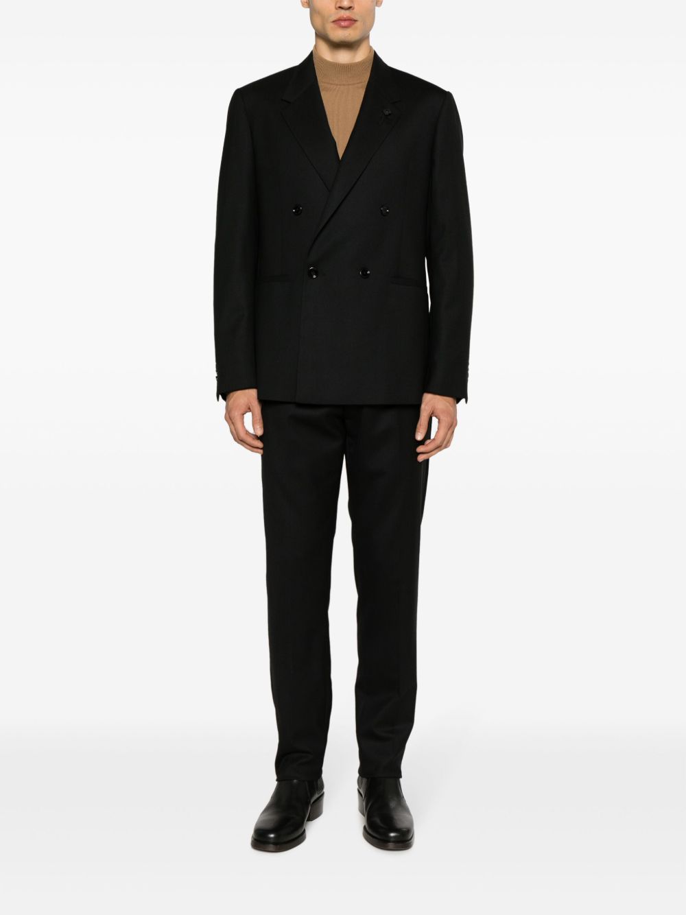 Maison-Kitsune Lardini mid-rise Tailored Tapered Trousers Black Men Tailored Pants