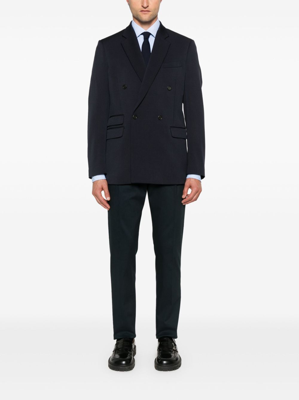 Maison-Kitsune Regular-Fit & Straight Leg Pants Men Lardini Cotton Trousers Blue
