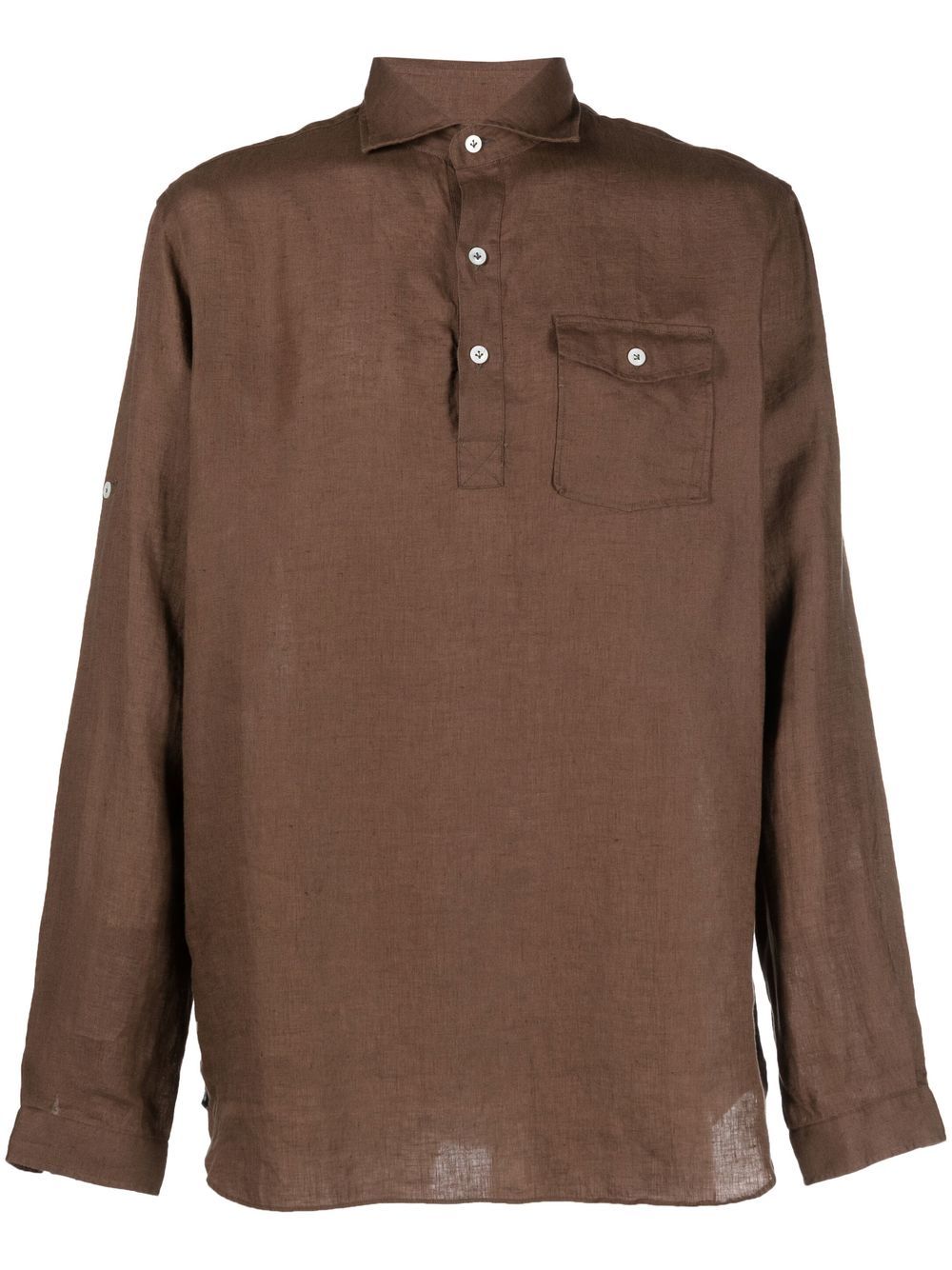 Lardini Linen polo-shirt Brown Maison-Kitsune Men Polo Shirts