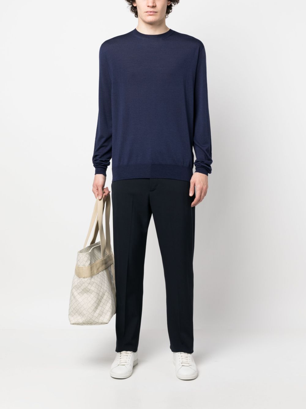 Men Knitted Sweaters Maison-Kitsune Lardini Plain wool-silk Jumper Blue