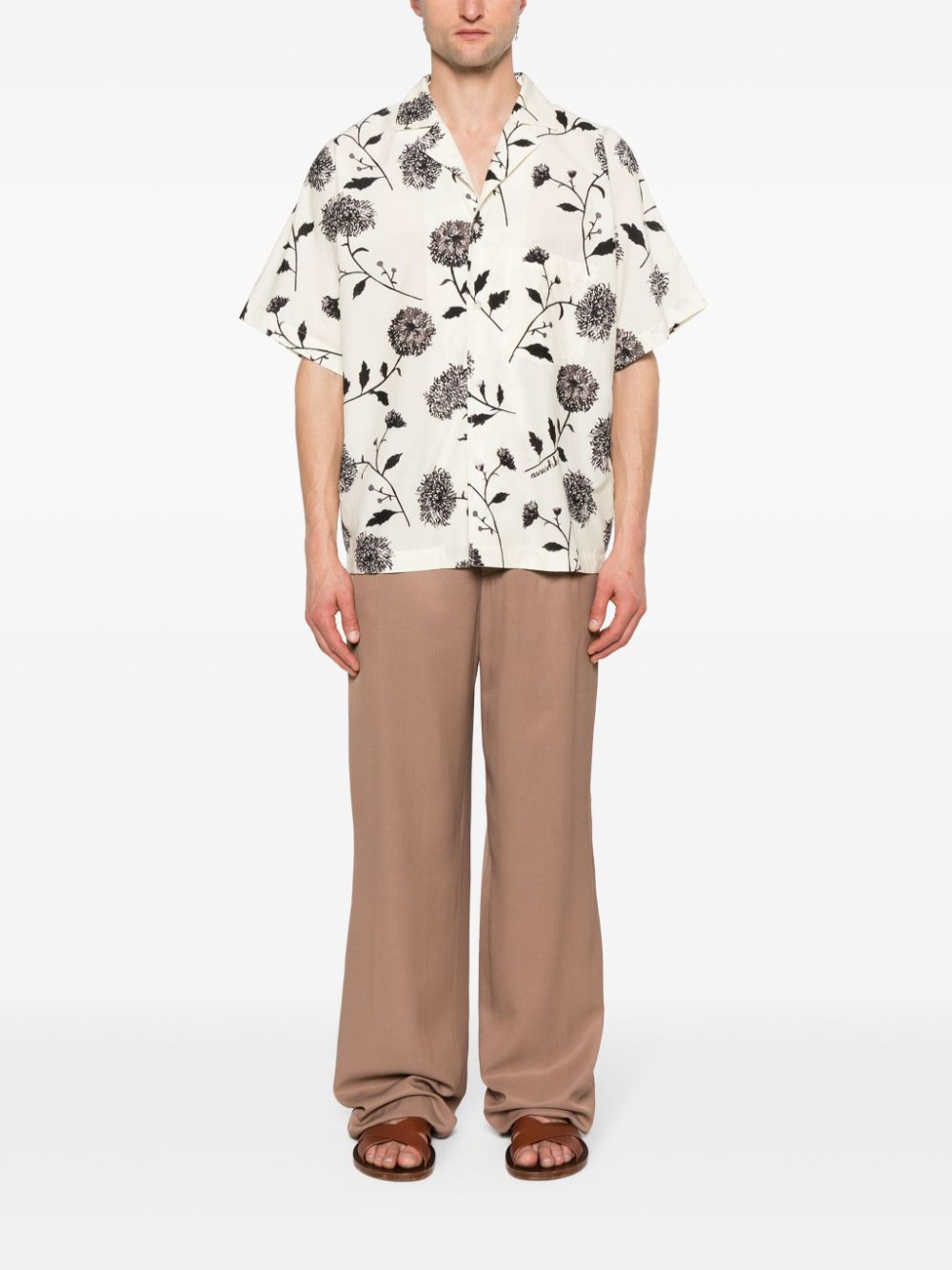 Lardini pleat-detail Trousers Brown Men Regular-Fit & Straight Leg Pants Maison-Kitsune