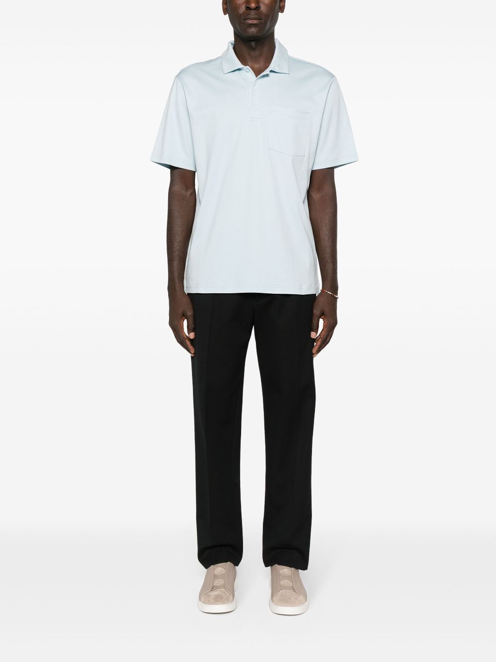Maison-Kitsune Lardini patch-pocket Polo Shirt Blue Men Polo Shirts