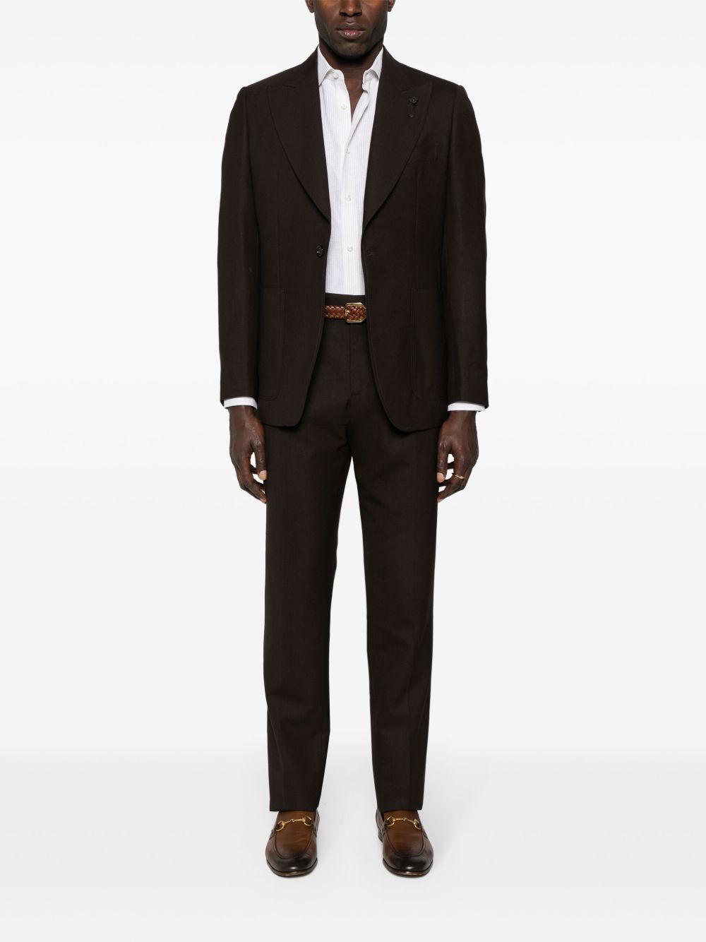 Maison-Kitsune Tailored Pants Men Lardini pleat-detail Tailored Trousers Brown
