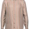 Maison-Kitsune Shirts Men Lardini Striped Silk Shirt Brown