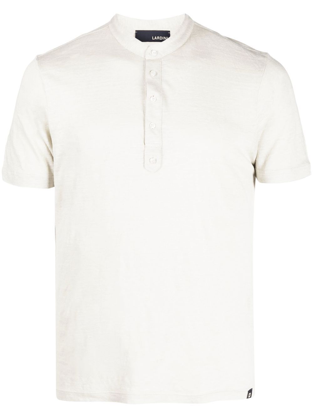 Maison-Kitsune Polo Shirts Men Lardini logo-tag Linen Polo Shirt Neutrals