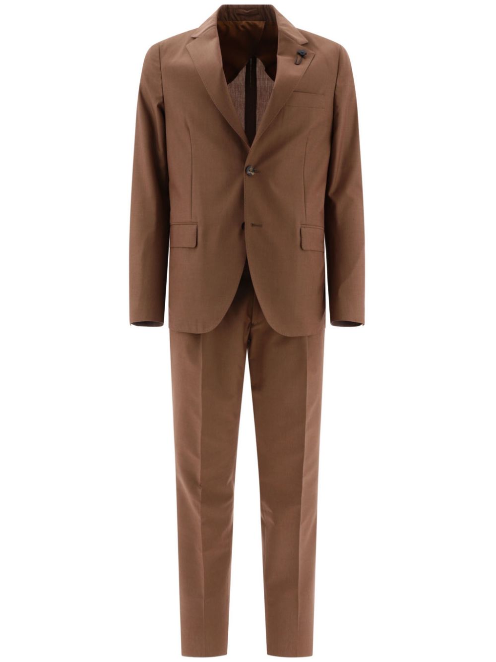 Maison-Kitsune Single Breasted Suits Men Lardini Single Breasted Suit Brown