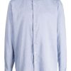 Maison-Kitsune Shirts Men Lardini spread-collar Twill Shirt Blue