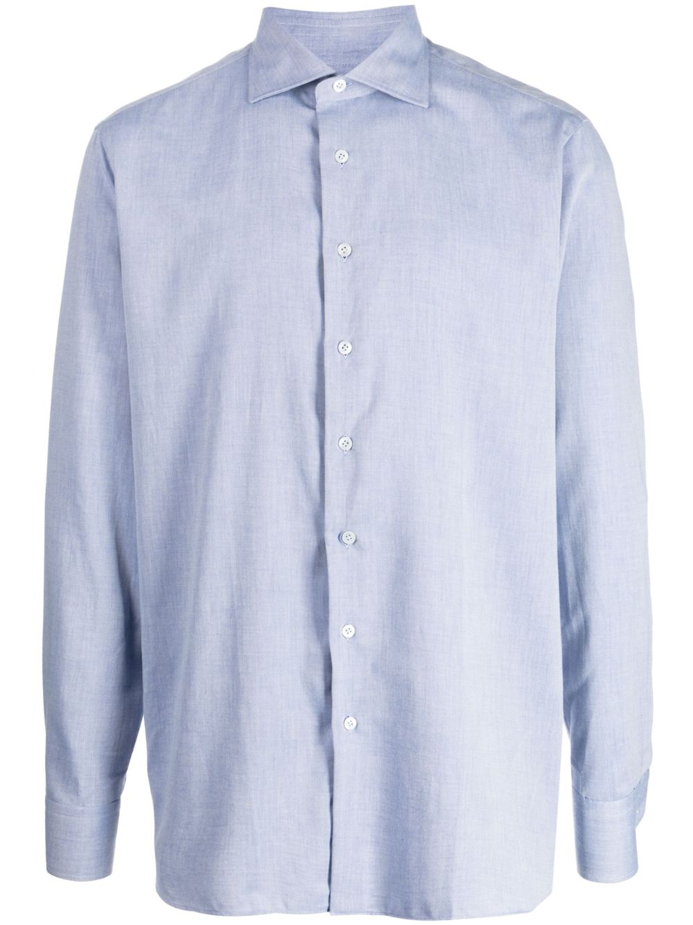 Maison-Kitsune Shirts Men Lardini spread-collar Twill Shirt Blue