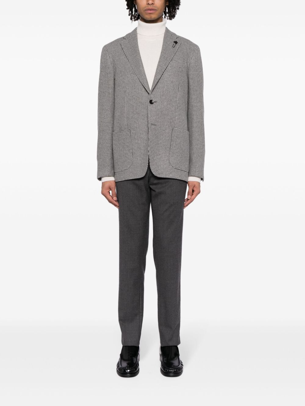 Maison-Kitsune Tailored Pants Men Lardini pressed-crease Mélange Tailored Trousers Grey