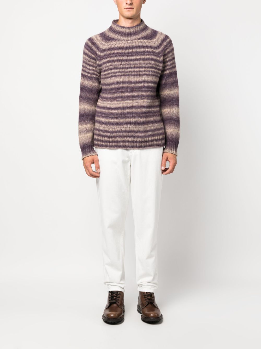 Men Knitted Sweaters Maison-Kitsune Lardini intarsia-knit Jumper Purple