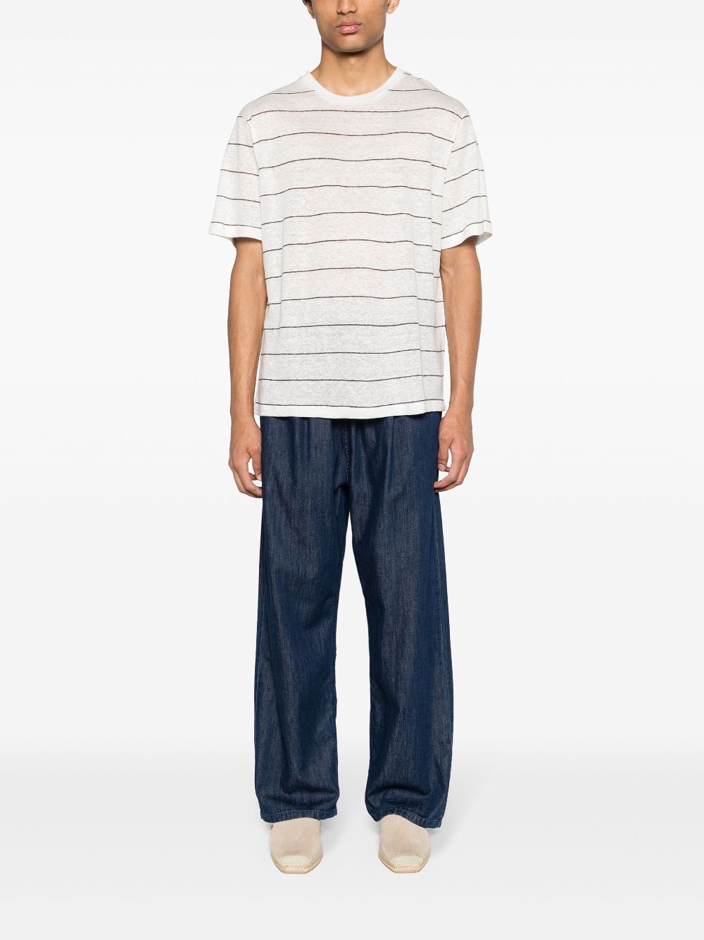 Men T-Shirts Maison-Kitsune Lardini Striped fine-knit T-shirt White