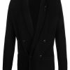 Lardini Knitted double-breasted Blazer Black Men Blazers Maison-Kitsune