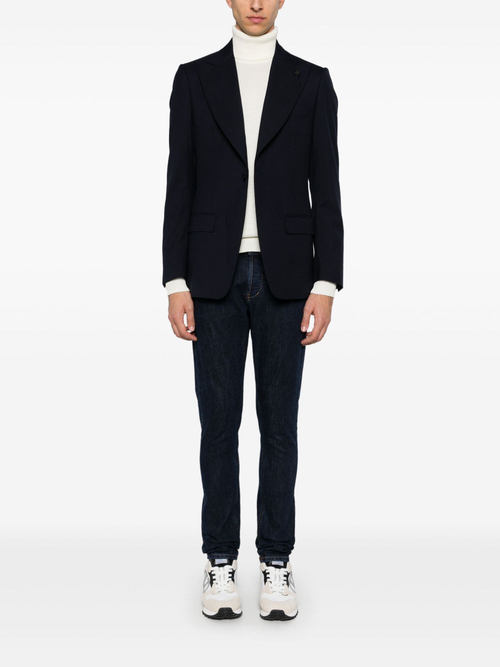 Men Blazers Maison-Kitsune Lardini Virgin Wool Blazer Blue