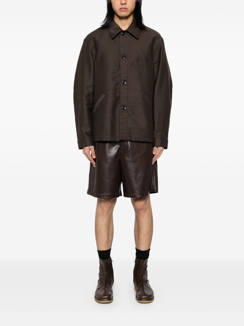 LEMAIRE Twisted Sleeved Workwear Jacket Brown Maison-Kitsune Men Shirt Jackets