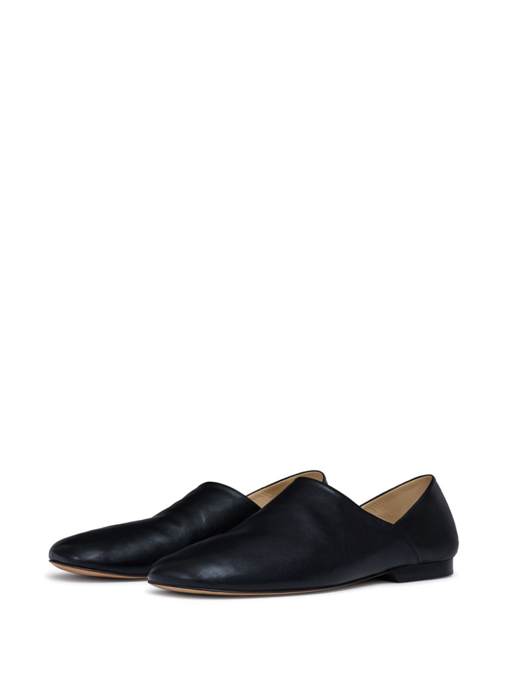 Maison-Kitsune LEMAIRE folding-heel Leather Slippers Black Men Slippers