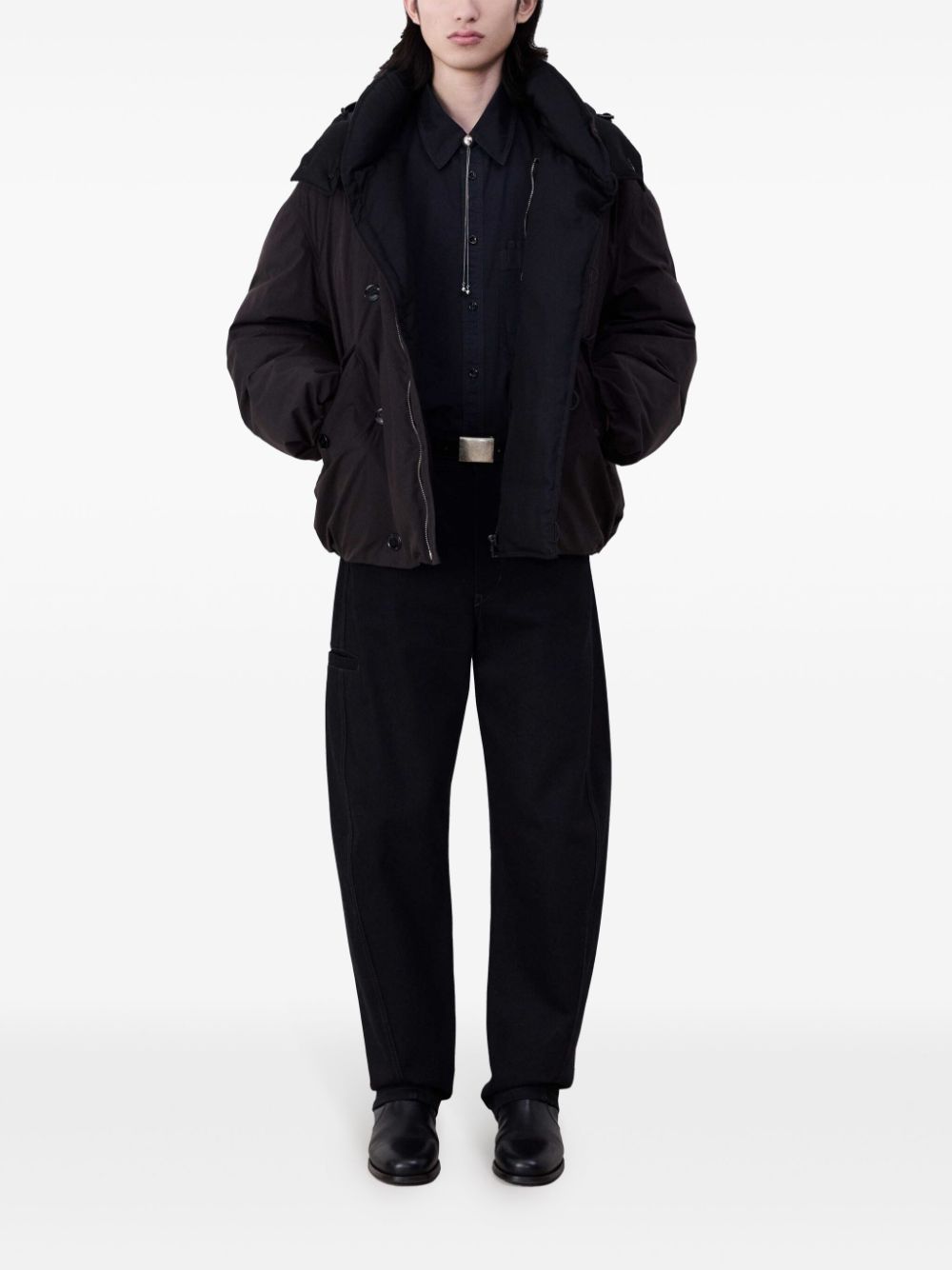 Maison-Kitsune LEMAIRE Hooded Puffer Jacket Brown Men Down Jackets