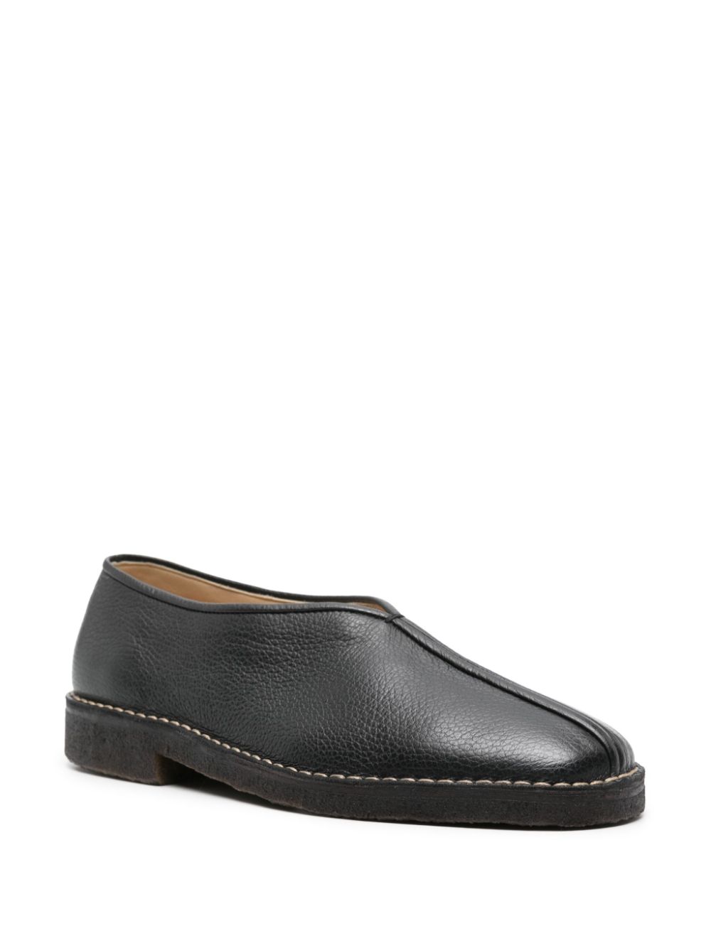 LEMAIRE square-toe Leather Loafers Black Men Loafers Maison-Kitsune