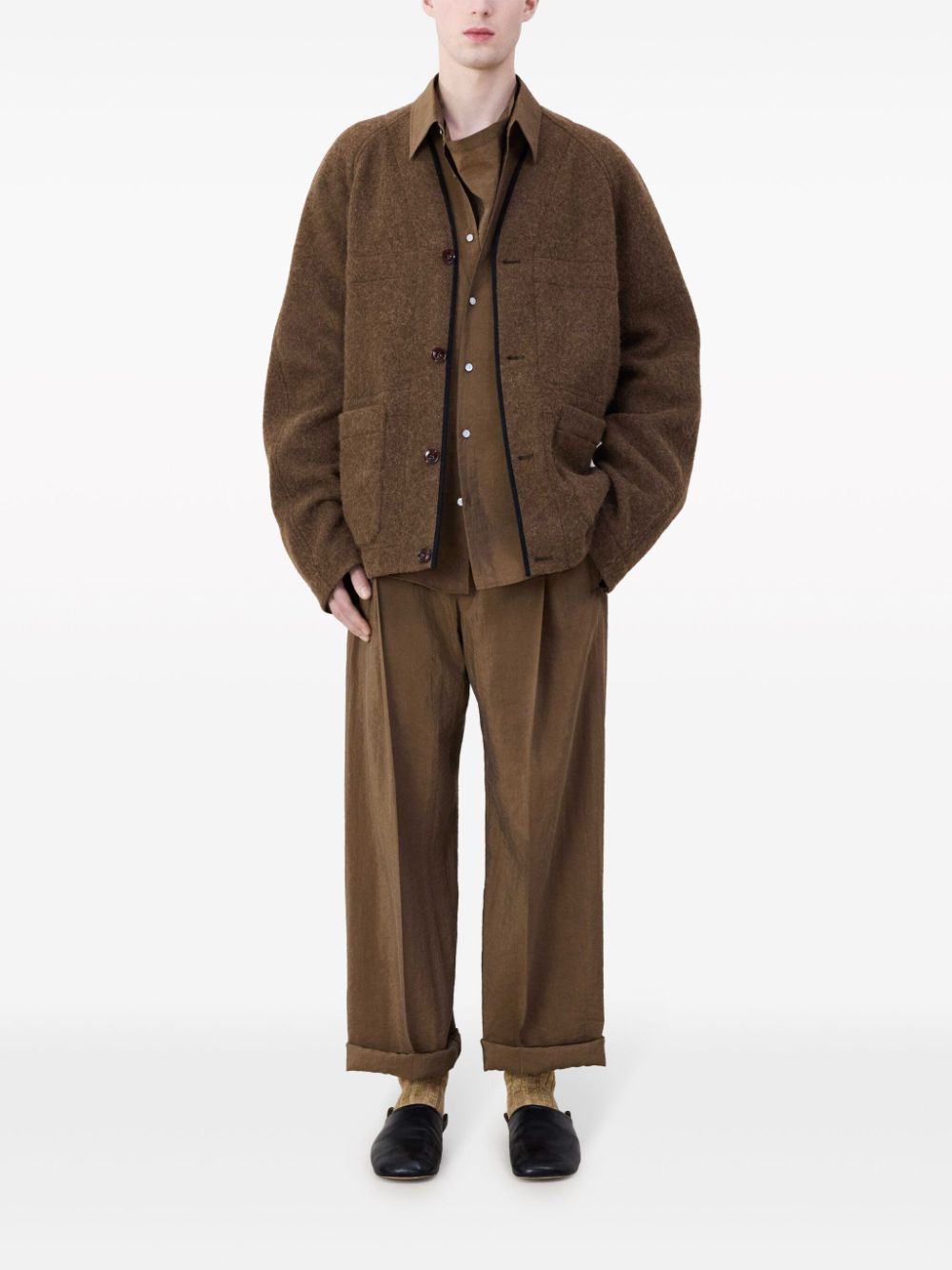 Maison-Kitsune Shirt Jackets Men LEMAIRE Raglan Liner Jacket Brown