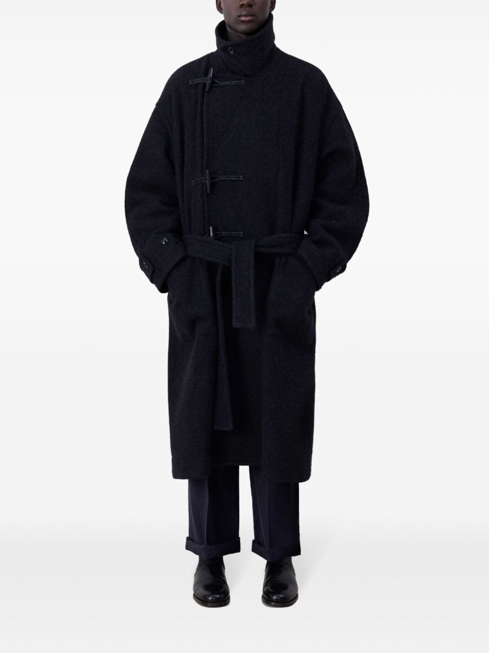Men Duffle Coats Maison-Kitsune LEMAIRE Belted Felted Duffle Coat Black
