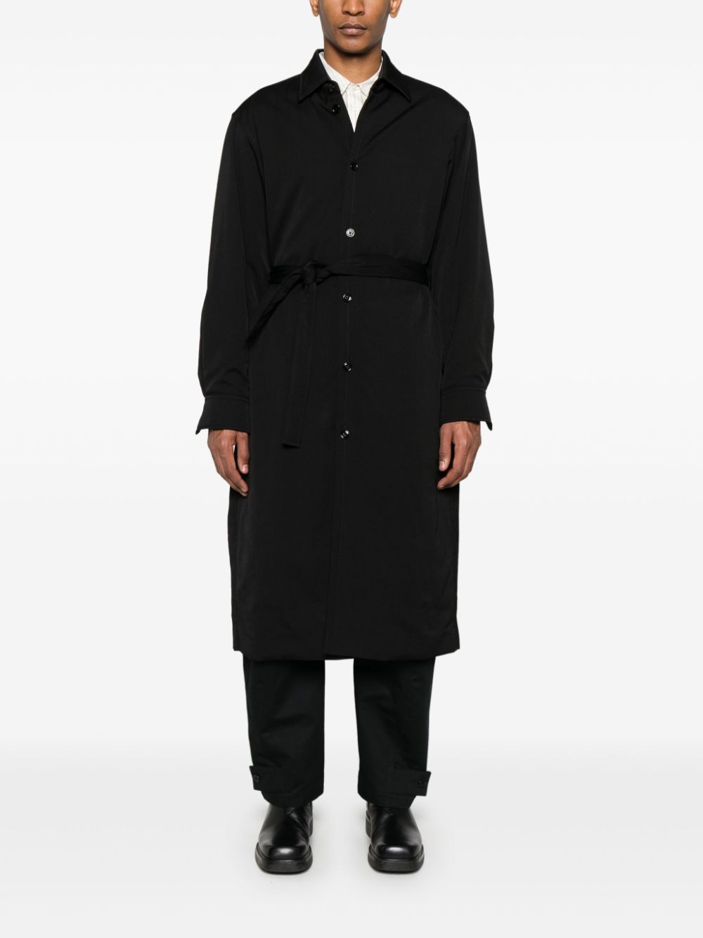Men Single Breasted Coats Maison-Kitsune LEMAIRE Dress Coat Black