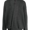 LEMAIRE wrap-front Knitted Cardigan Grey Maison-Kitsune Men Cardigans
