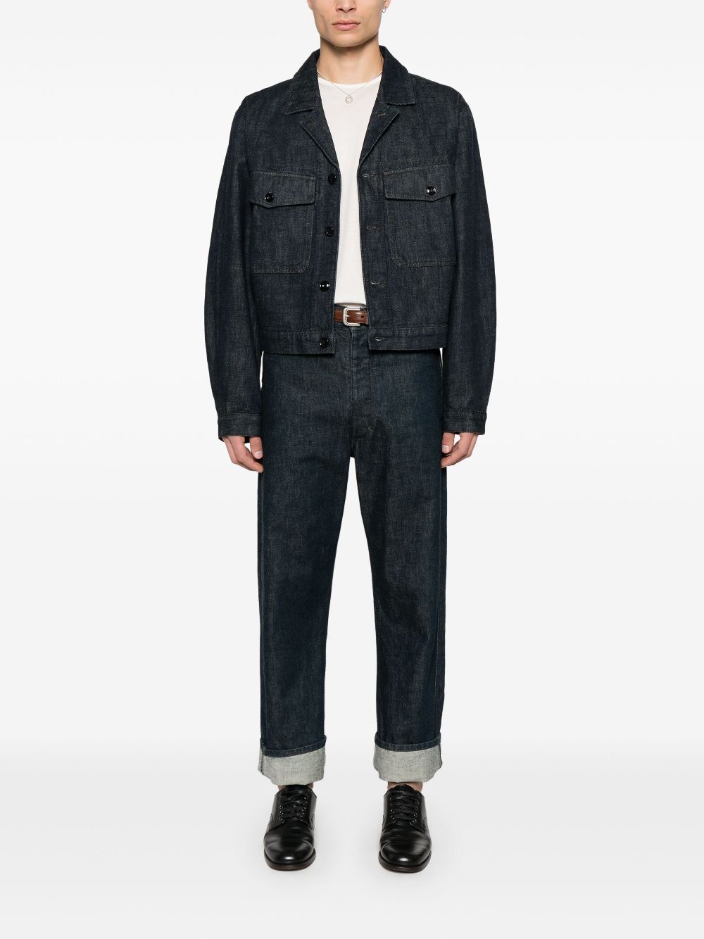 Maison-Kitsune Denim Jackets Men LEMAIRE Trucker Jacket Blue