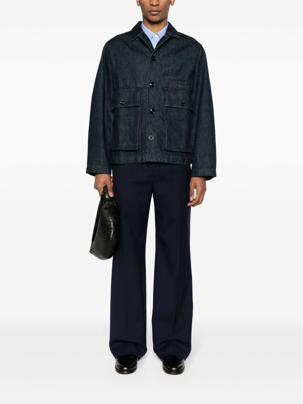 LEMAIRE spread-collar Denim Jacket Blue Maison-Kitsune Men Denim Jackets