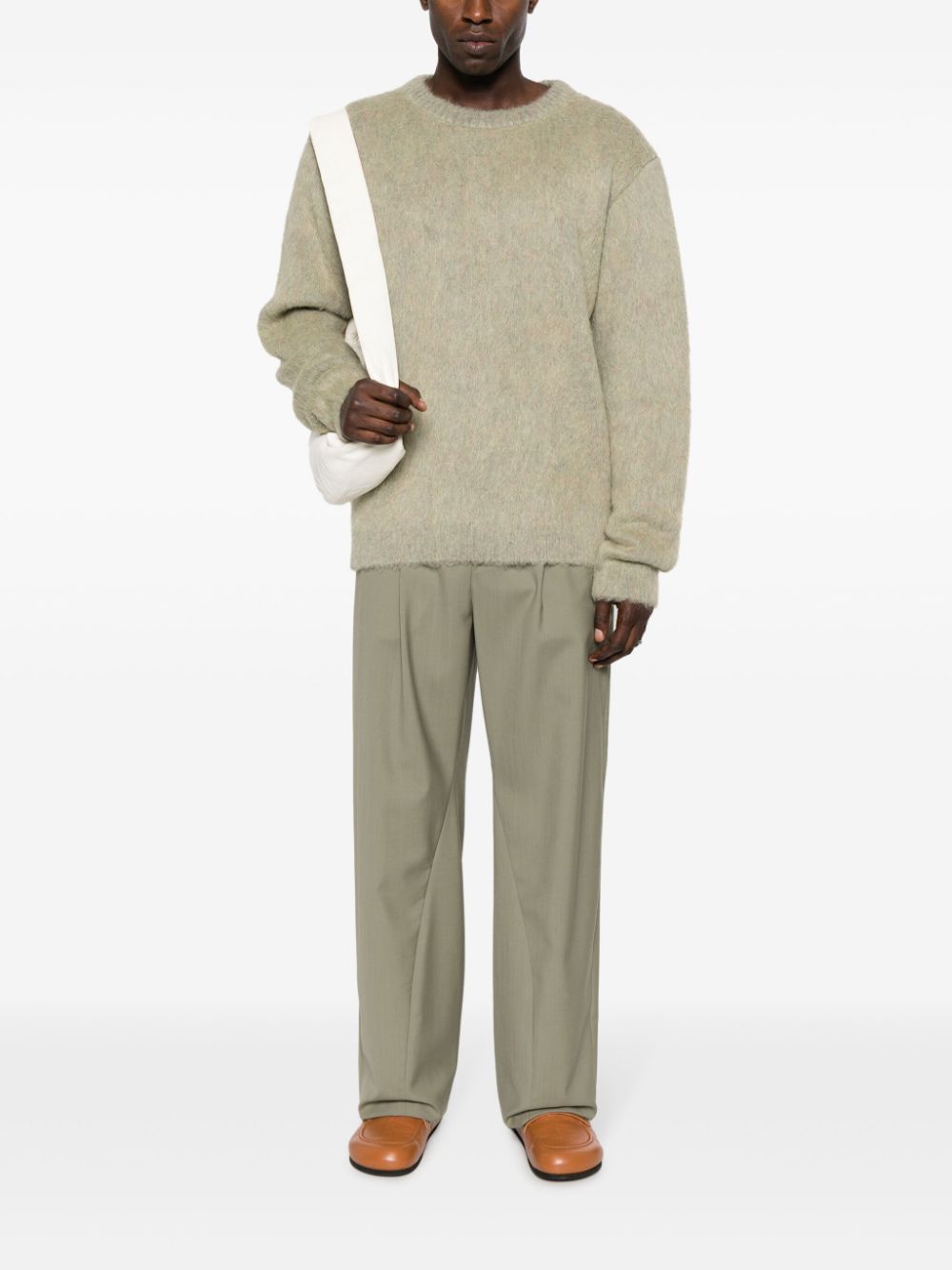 LEMAIRE crew-neck brushed-effect Jumper Neutrals Men Knitted Sweaters Maison-Kitsune