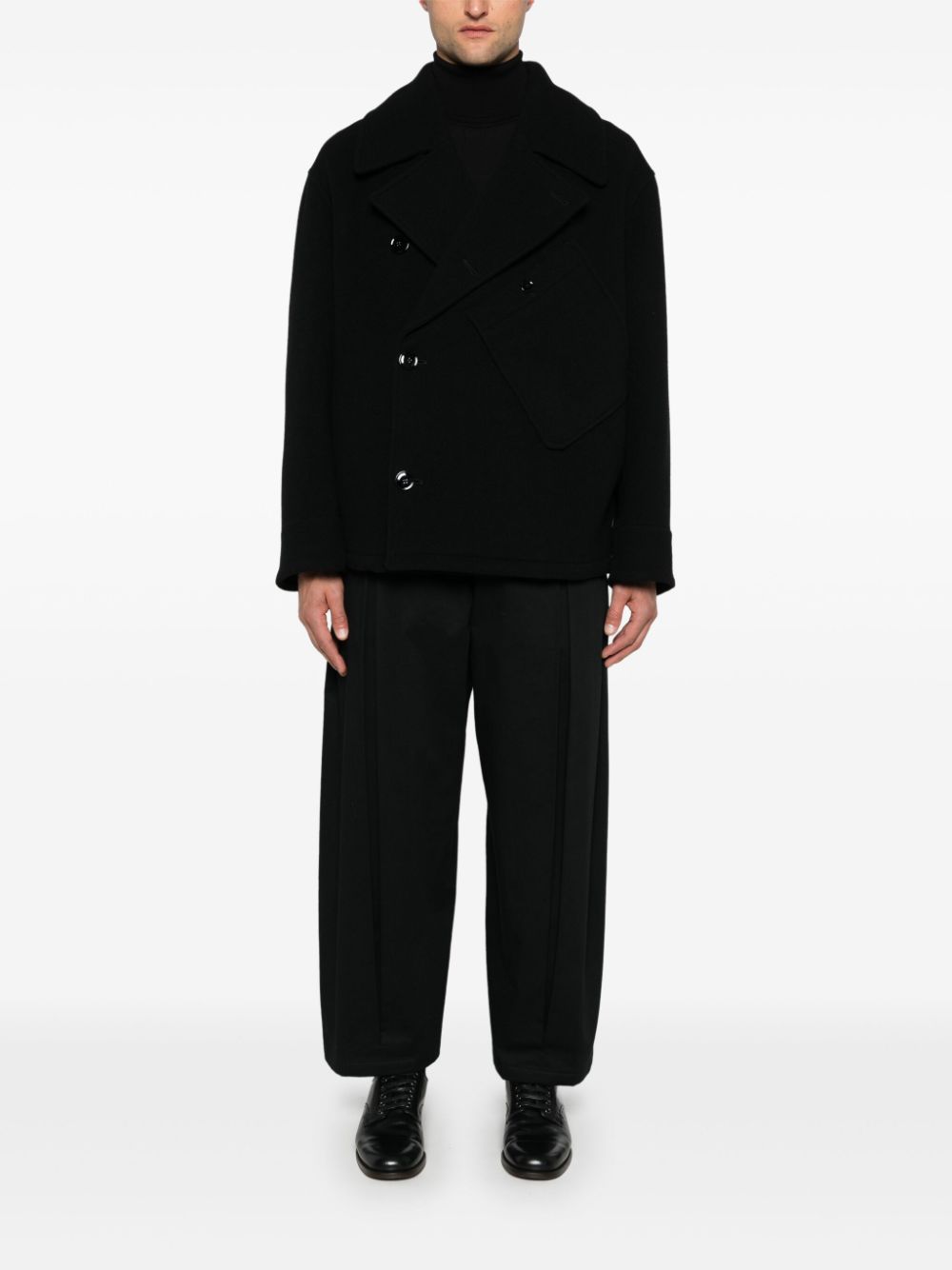 LEMAIRE Dispatch Peacoat Black Men Peacoats Maison-Kitsune