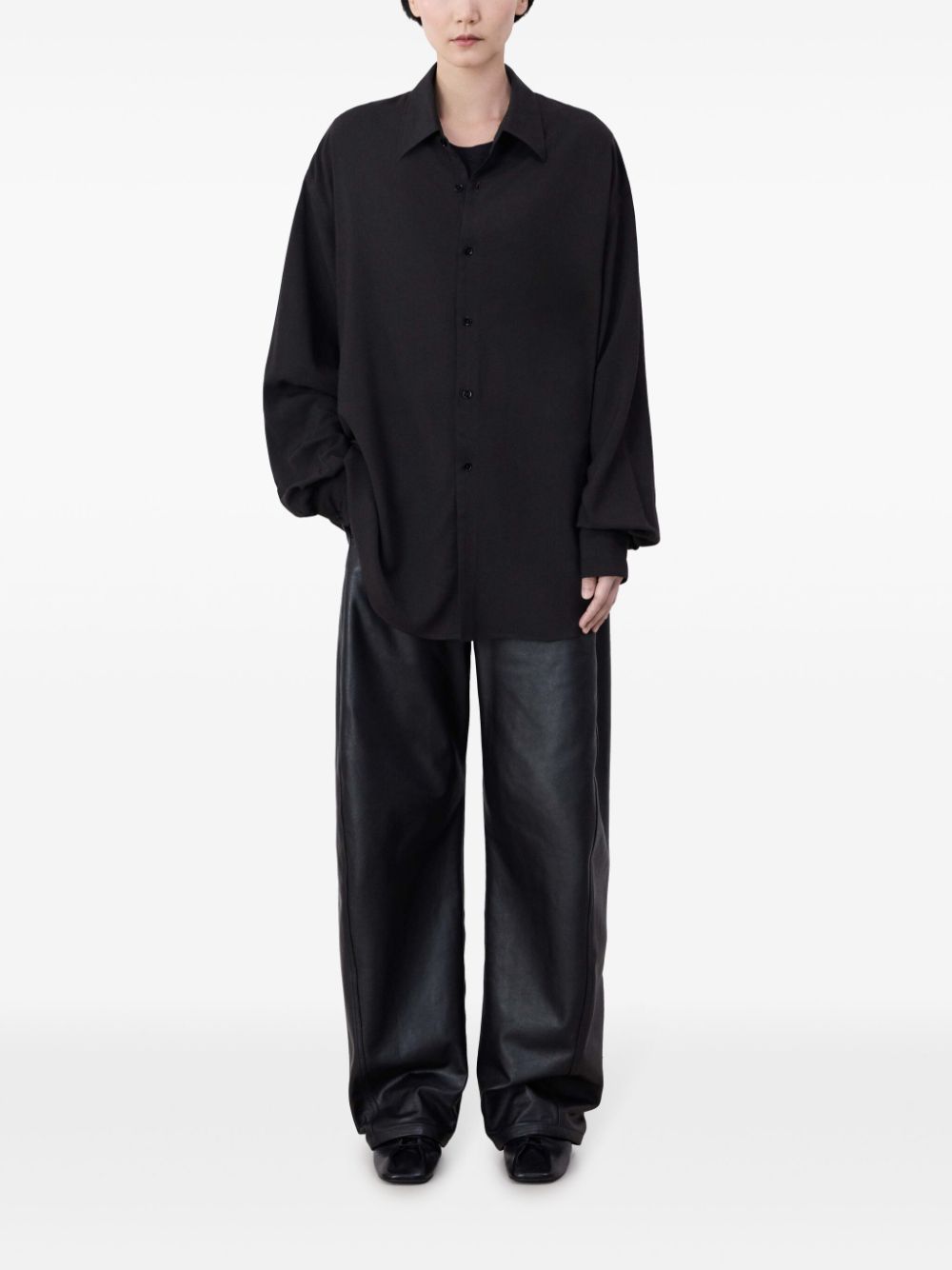 Maison-Kitsune LEMAIRE long-sleeve Poplin Shirt Black Men Shirts