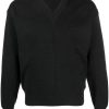 LEMAIRE V-neck Knitted Jumper Black Men Knitted Sweaters Maison-Kitsune
