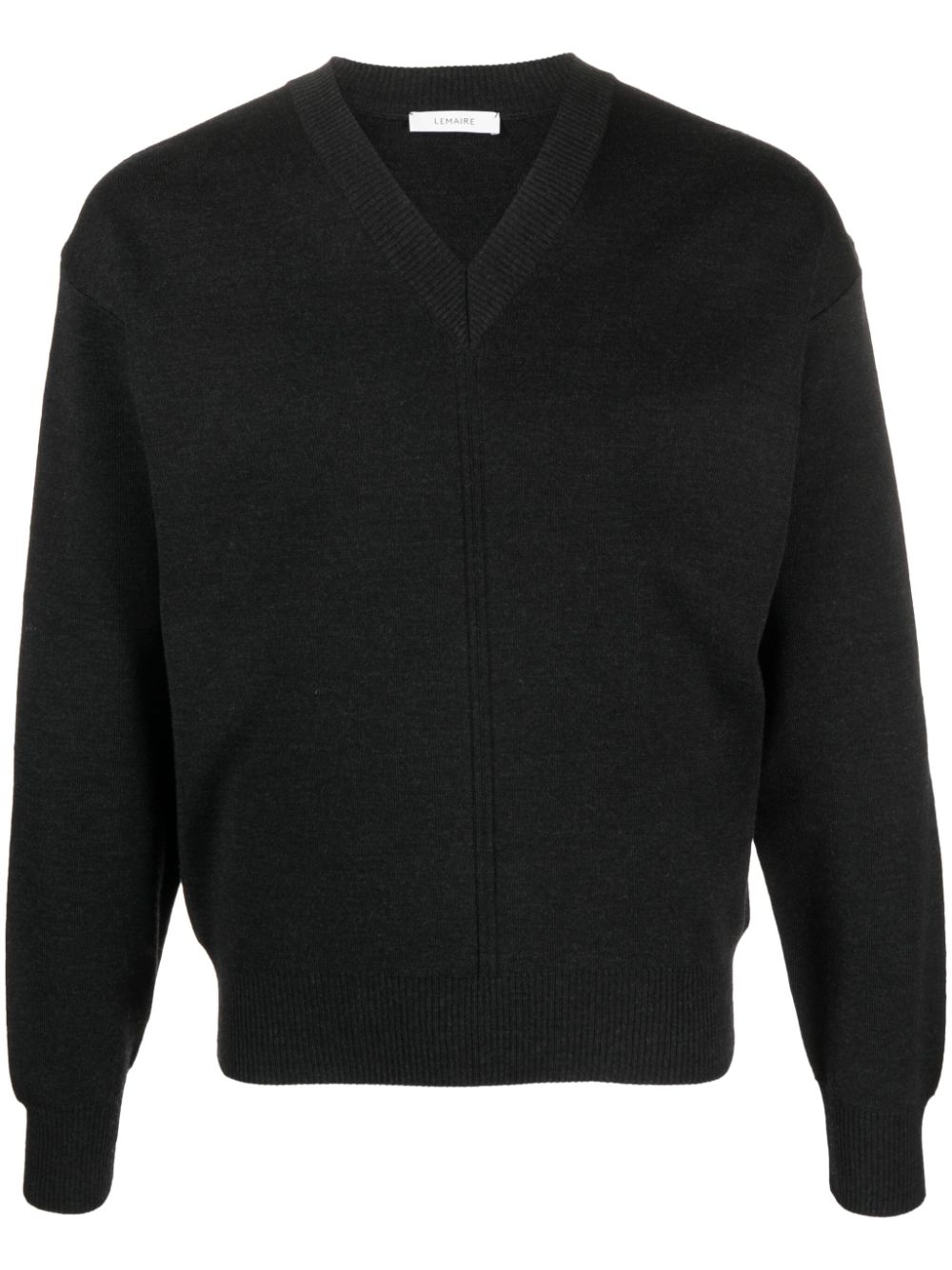 LEMAIRE V-neck Knitted Jumper Black Men Knitted Sweaters Maison-Kitsune