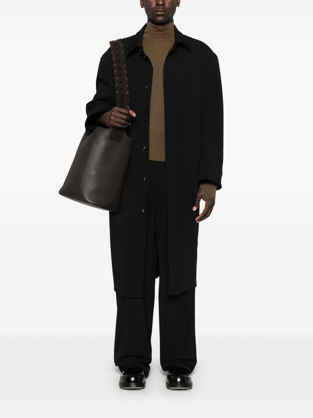 Men Knitted Sweaters Maison-Kitsune LEMAIRE high-neck Sweater Brown