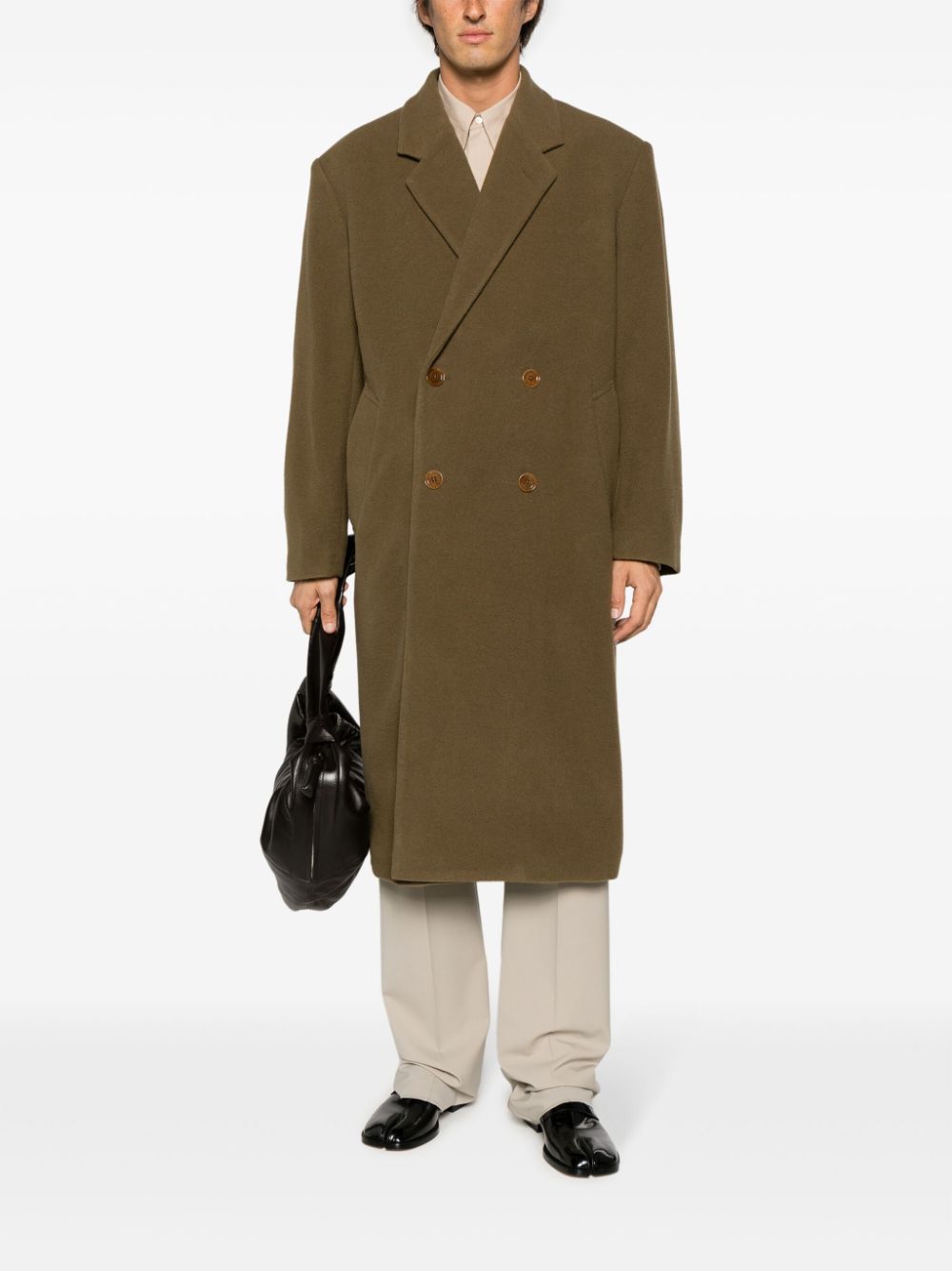 Maison-Kitsune LEMAIRE double-breasted Wool Coat Green Men Double Breasted Coats