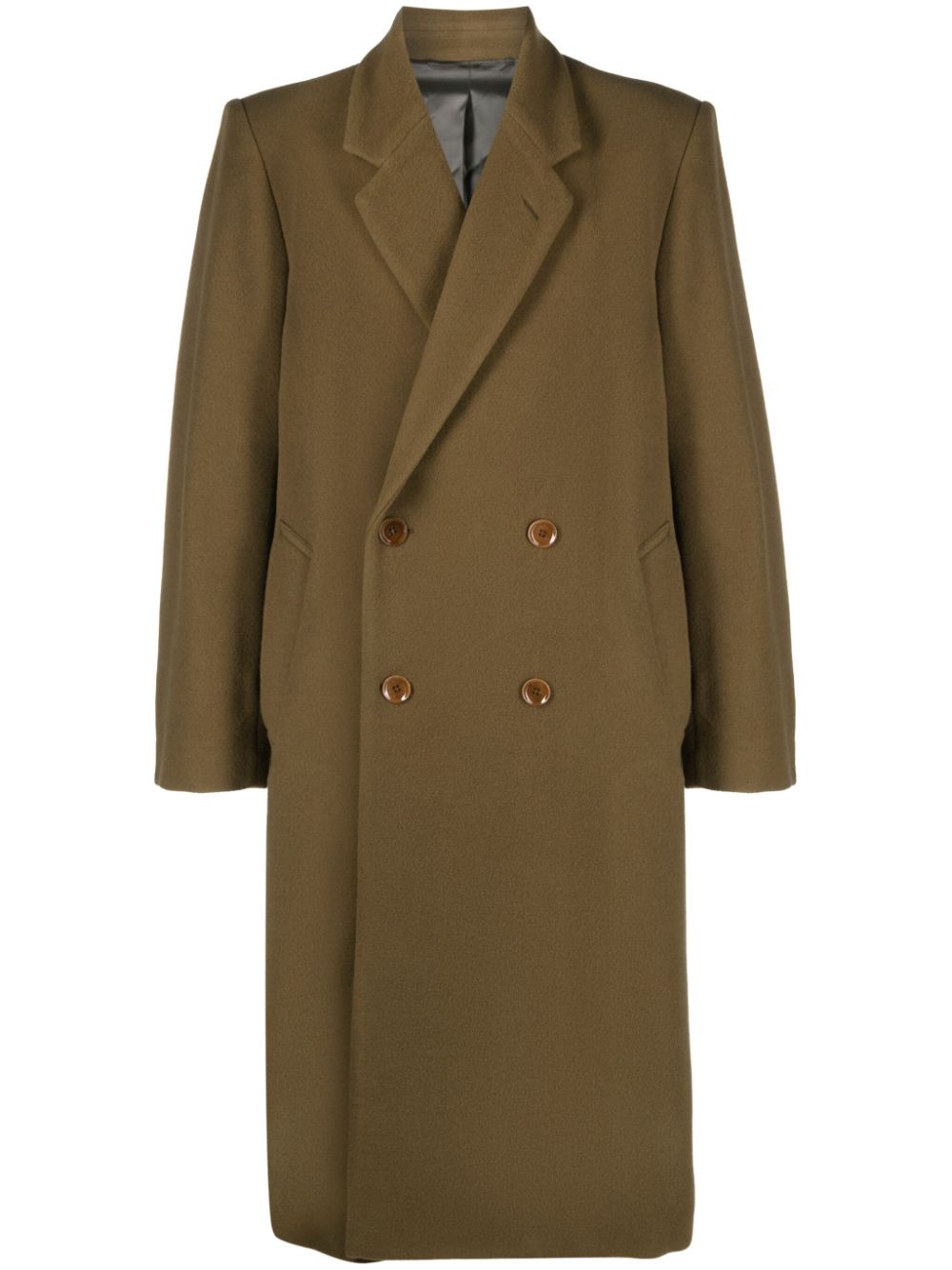 Maison-Kitsune LEMAIRE double-breasted Wool Coat Green Men Double Breasted Coats