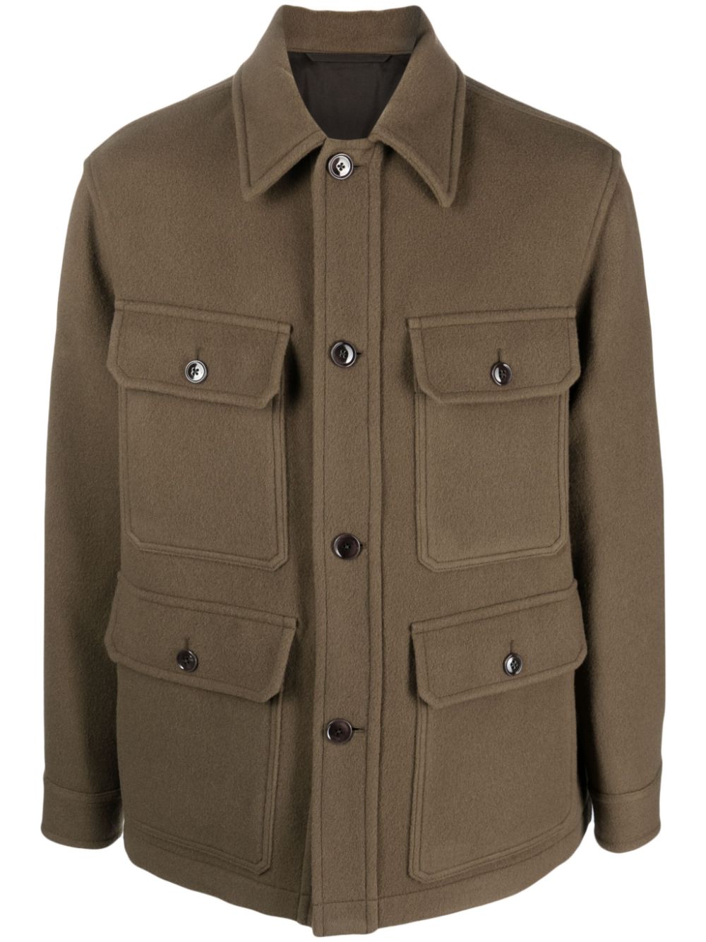 LEMAIRE button-down Wool Shirt Jacket Green Men Shirt Jackets Maison-Kitsune
