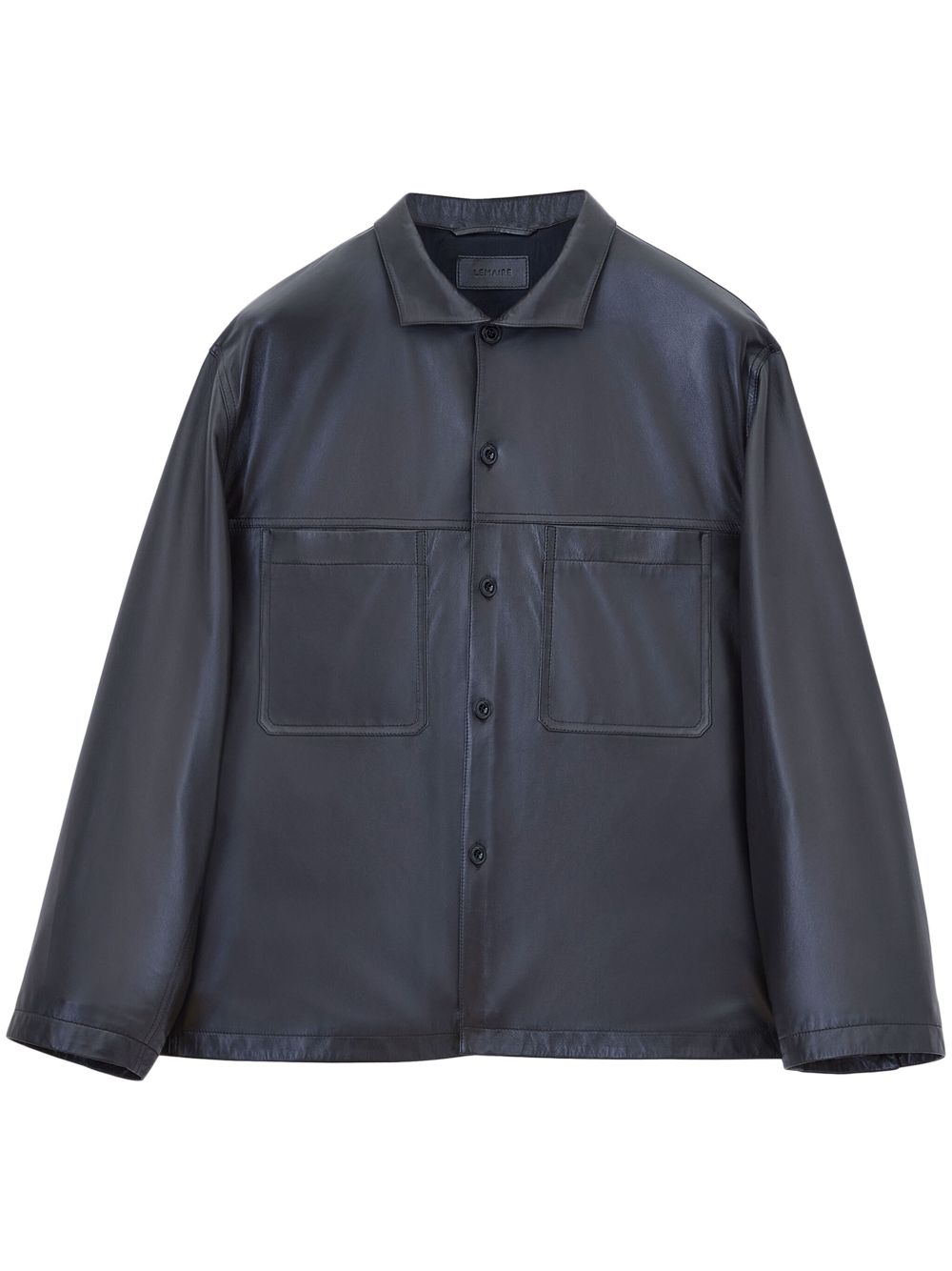 Men Leather Jackets Maison-Kitsune LEMAIRE Stand Collar Leather Jacket Brown