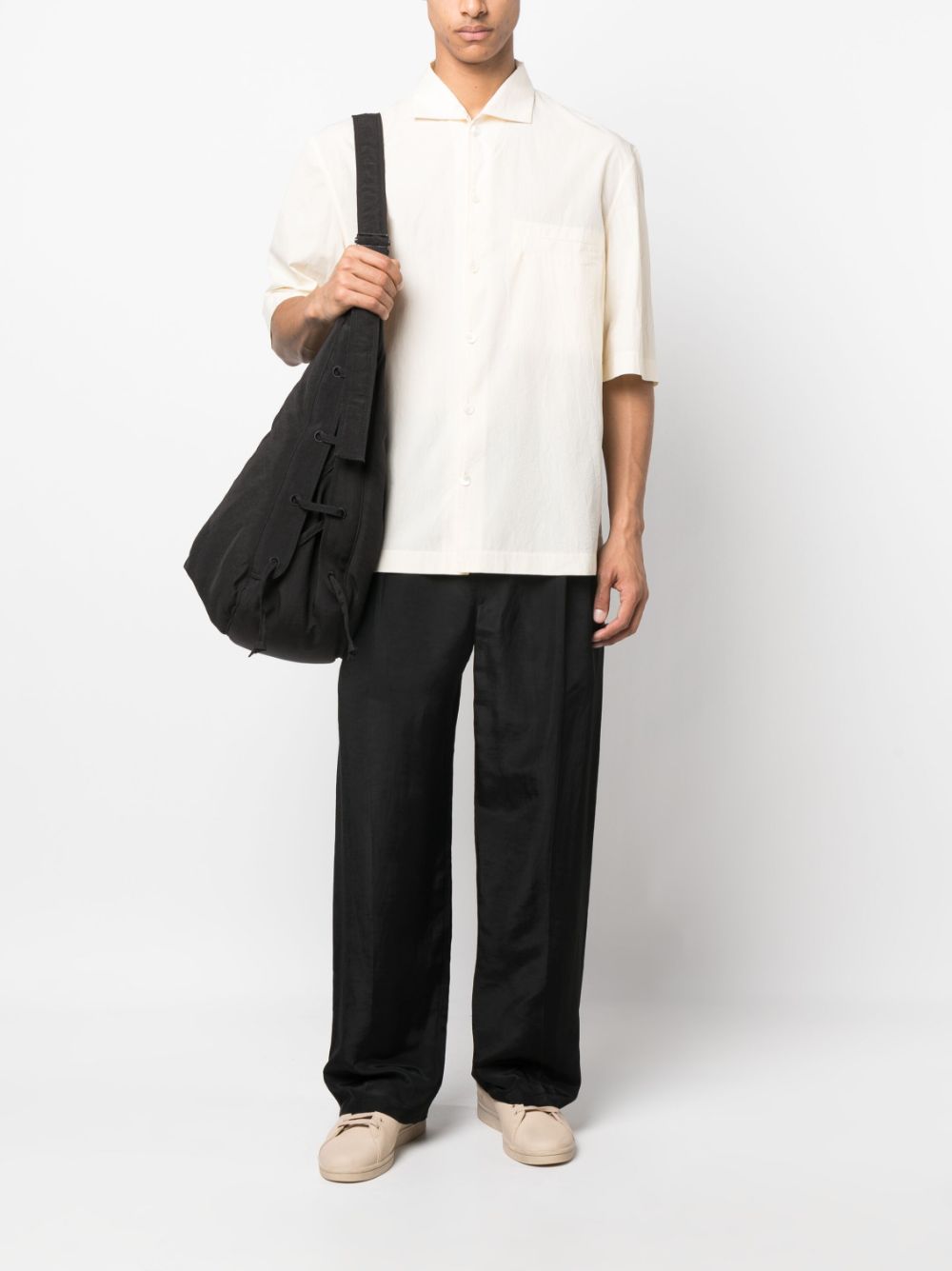 Men Regular-Fit & Straight Leg Pants Maison-Kitsune LEMAIRE Belted Cotton Trousers Black