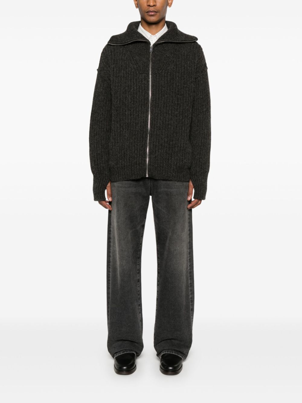 Maison-Kitsune LEMAIRE zip-up Cardigan Grey Men Cardigans
