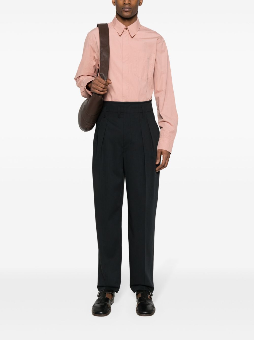 LEMAIRE pleat-detail Tailored Trousers Black Maison-Kitsune Men Tailored Pants