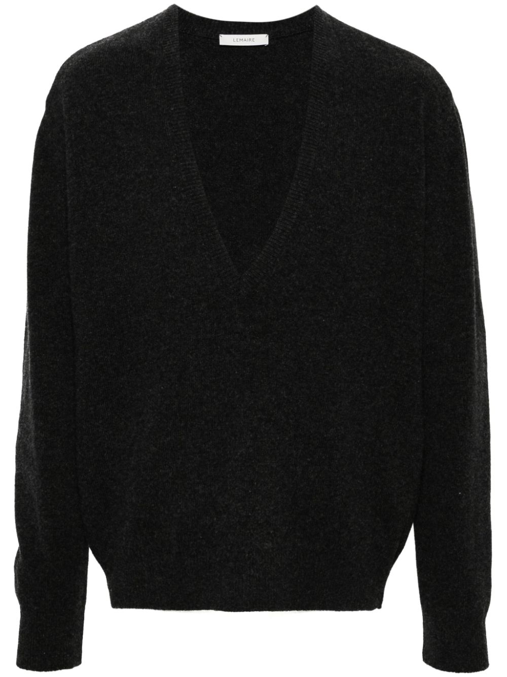 Maison-Kitsune LEMAIRE Plunging V-neck Sweater Grey Men Knitted Sweaters