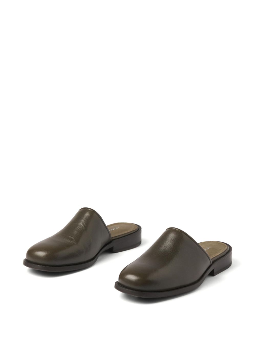 Maison-Kitsune Slippers Men LEMAIRE square-toe Leather Mules Brown
