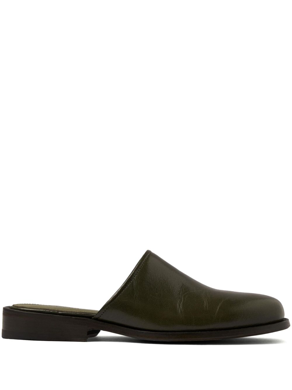 Maison-Kitsune Slippers Men LEMAIRE square-toe Leather Mules Brown