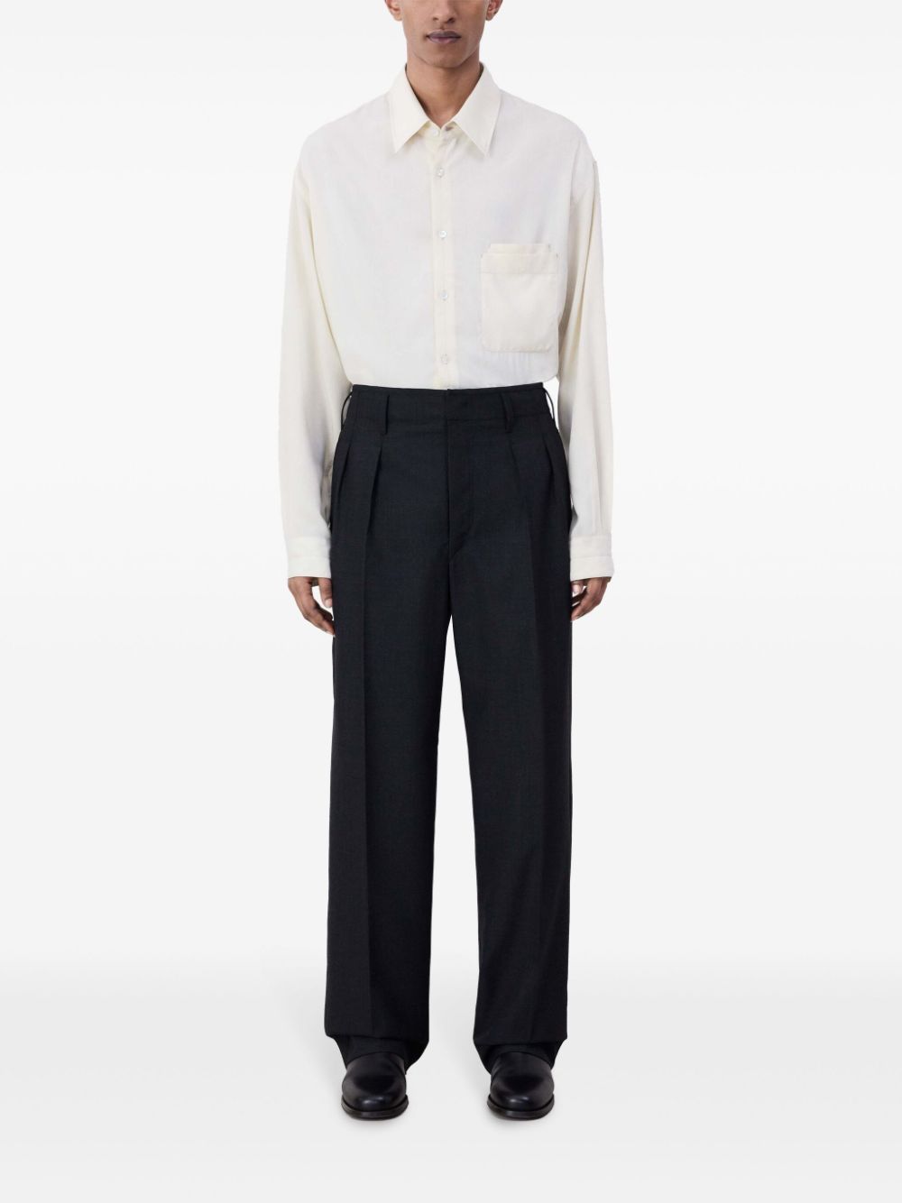 LEMAIRE pleat-detailing Tailored Trousers Black Maison-Kitsune Men Tailored Pants