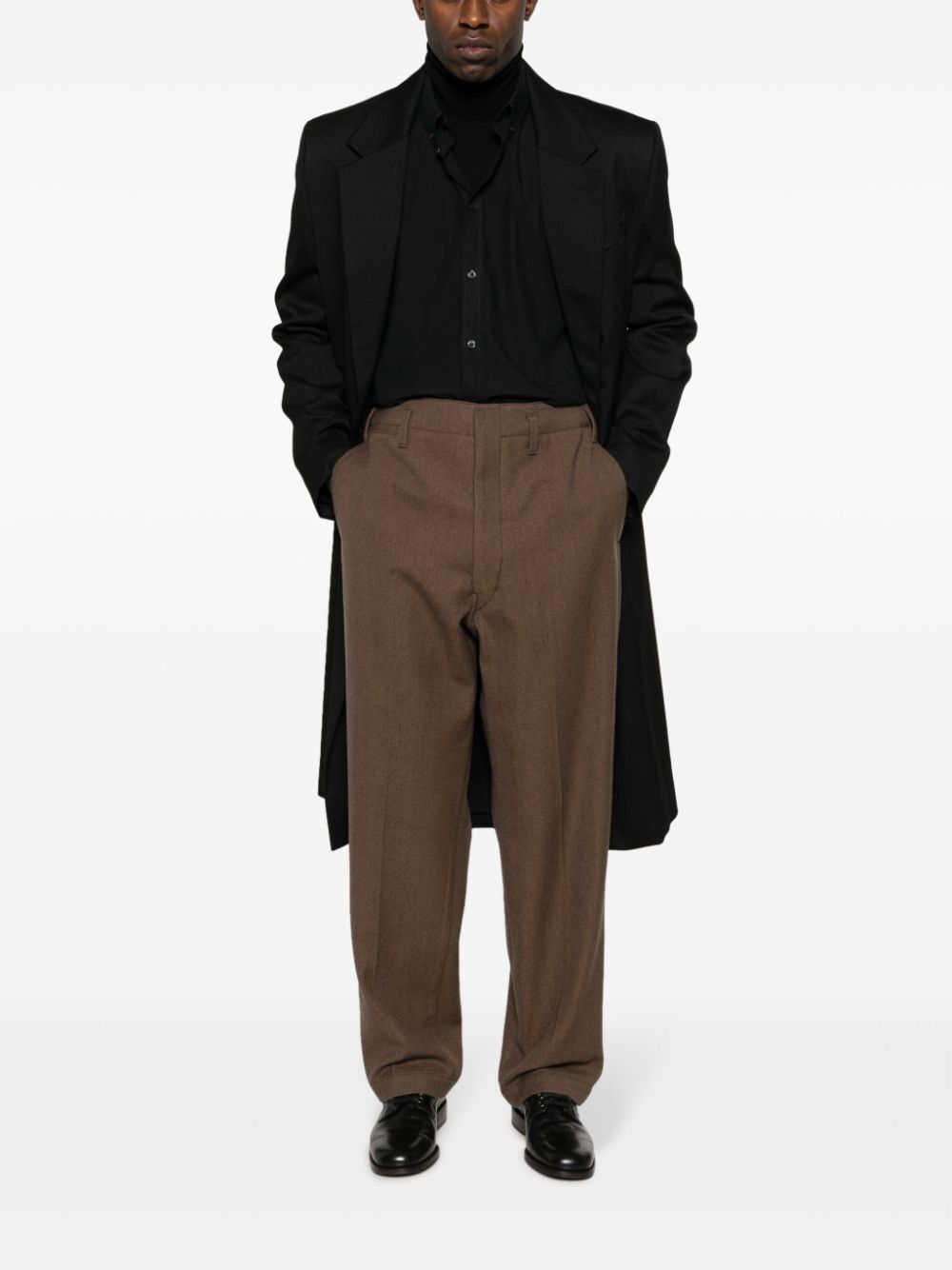 Maison-Kitsune LEMAIRE straight-leg wool-blend Trousers Brown Men Regular-Fit & Straight Leg Pants