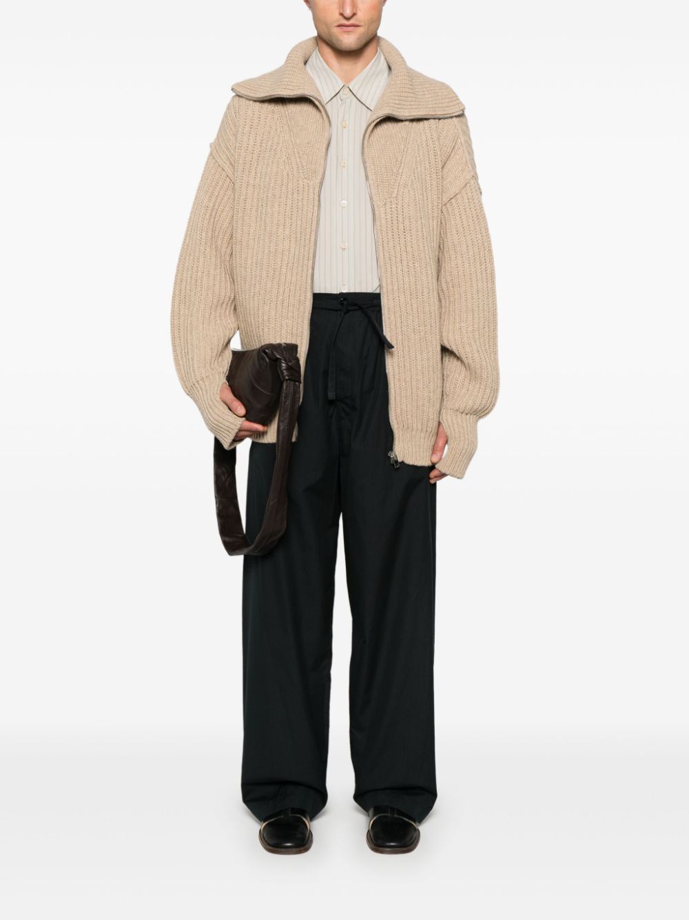 Men Cardigans Maison-Kitsune LEMAIRE ribbed-knit Cardigan Neutrals