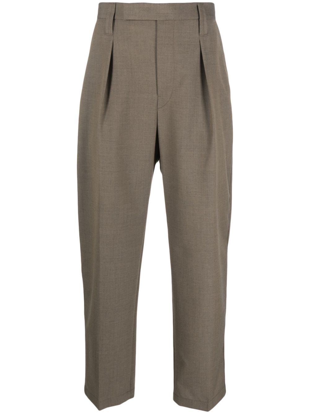 Maison-Kitsune LEMAIRE Pleated Cotton Trousers Grey Men Tailored Pants