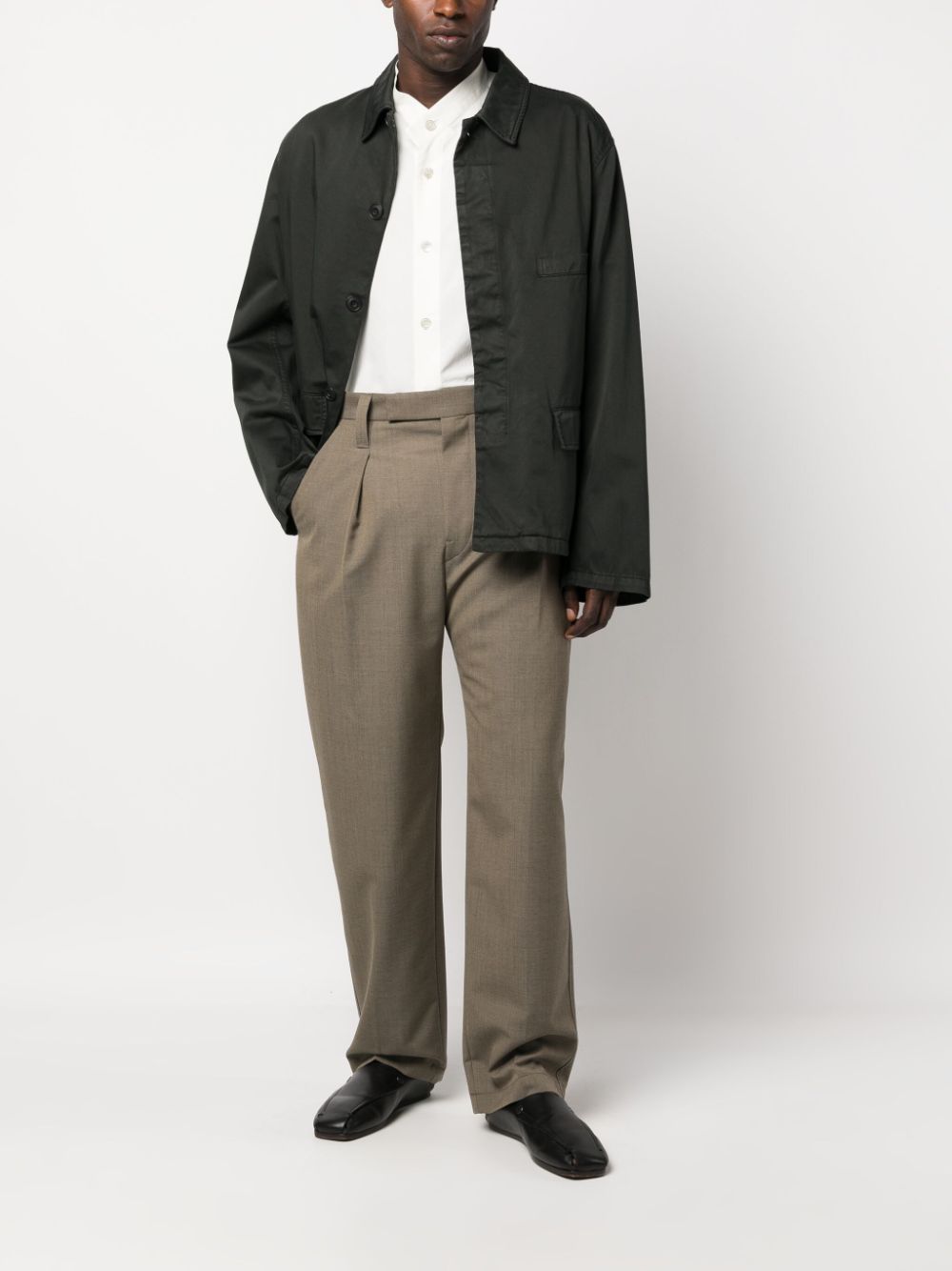 Maison-Kitsune LEMAIRE Pleated Cotton Trousers Grey Men Tailored Pants