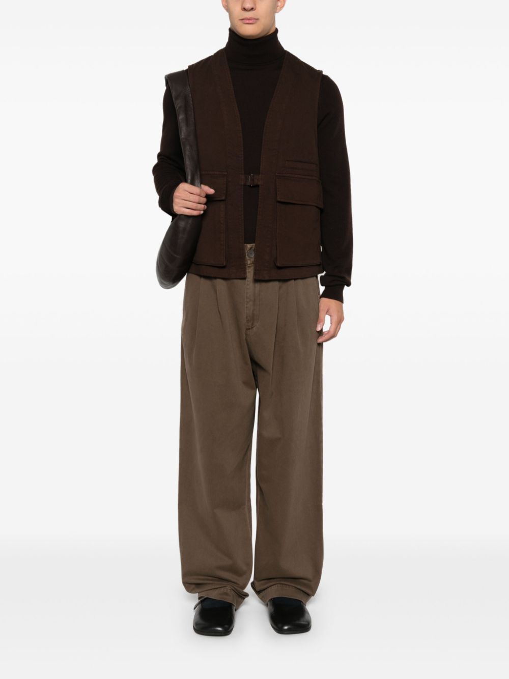 LEMAIRE Utility Gilet Brown Maison-Kitsune Men Waistcoats & Gilets